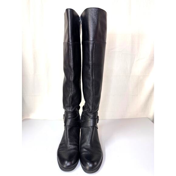 NINE WEST Payson Knee High Boots Womens 7.5 Leather Riding Equestrian Biker Moto - Picture 5 of 16